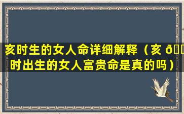 亥时生的女人命详细解释（亥 🌳 时出生的女人富贵命是真的吗）